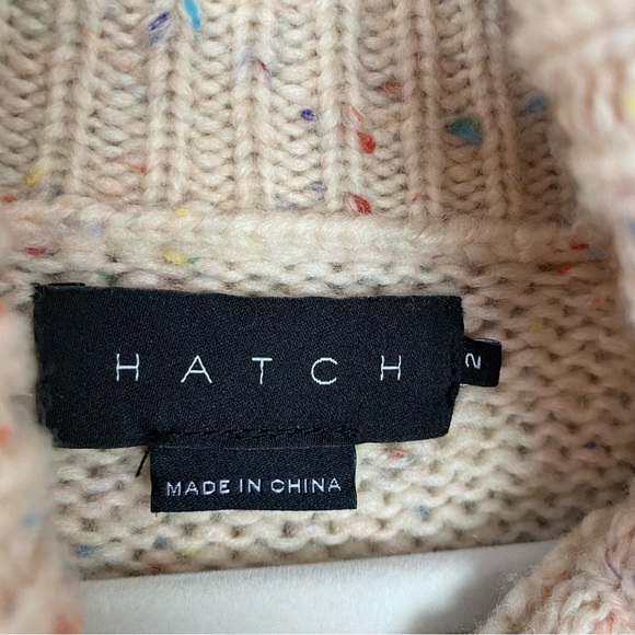 HATCH The Brigitte chunky cable knit Sweater in ivory confetti Size 2 wool blend - Picture 8 of 11